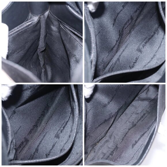 Salvatore Ferragamo Gancini Shoulder Bag Nylon Navy Silver - Picture 15 of 16